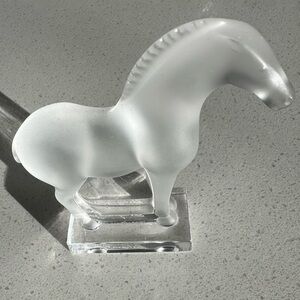 Lalique Crystal Cheval Tang horse clear ornament, vintage.